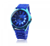 Relógio Moderno com Bracelete de Silicone Azul