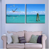 Modern Style Oceano Relógio de parede em lona 2pcs