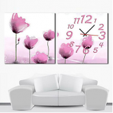 Modern Style Relógio de parede floral na lona 2pcs