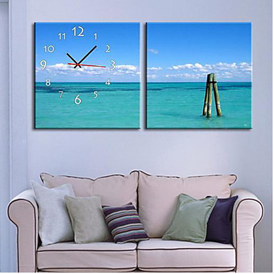 Modern Style Oceano Relógio de parede em lona 2pcs