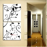 Modern Style Relógio de parede floral na lona 2pcs